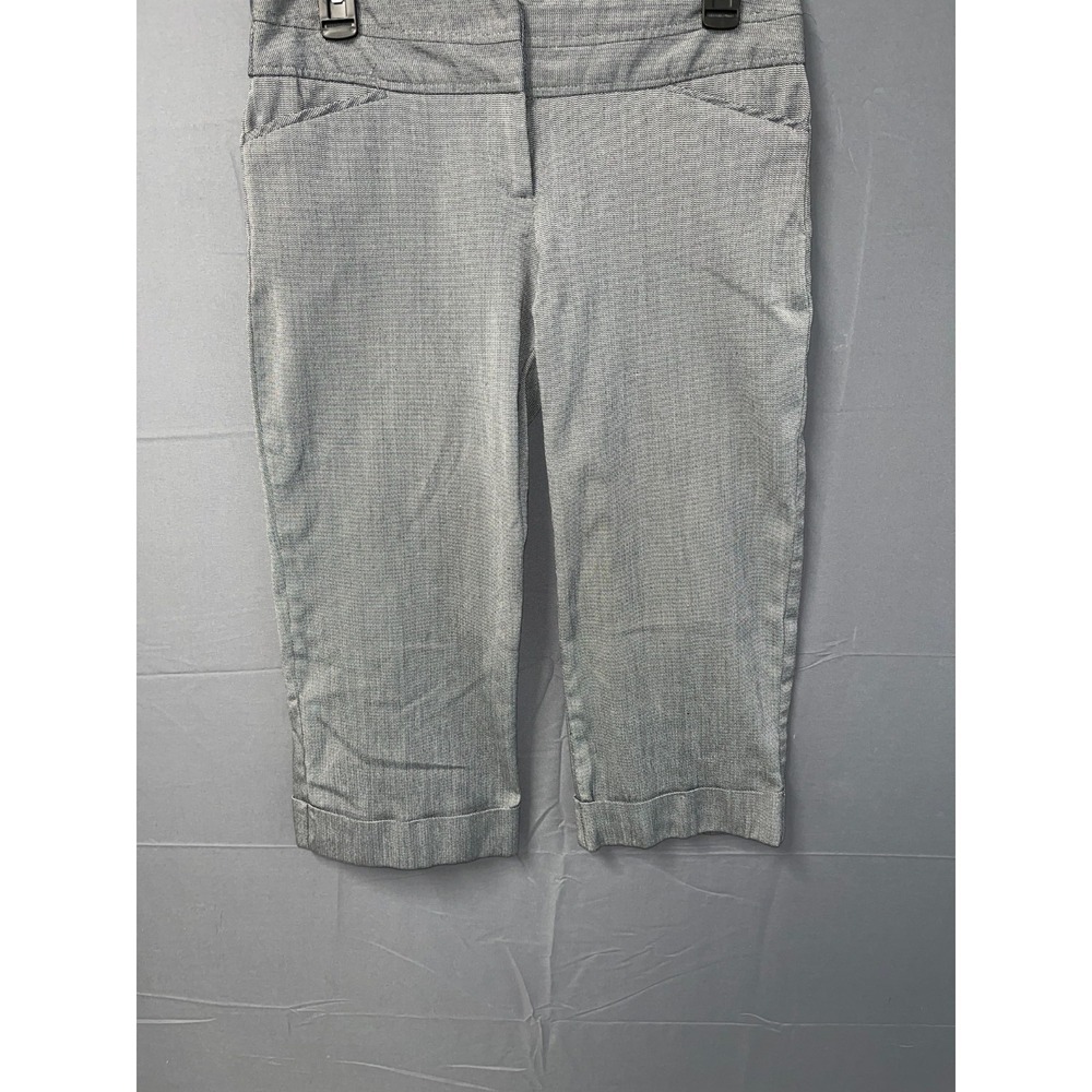 Apt 9. Chino Shorts Womens 4 Gray Black Herringbone Stretch Cuffed Hem Formal